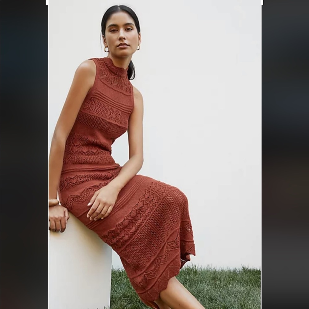 Anthropologie Crochet Midi Dress xs